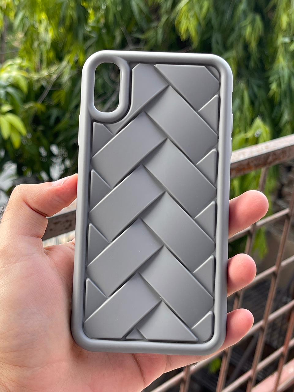 iPhone "XS Max" Premium Silicone "Woven-Bamboo" Case - Gray