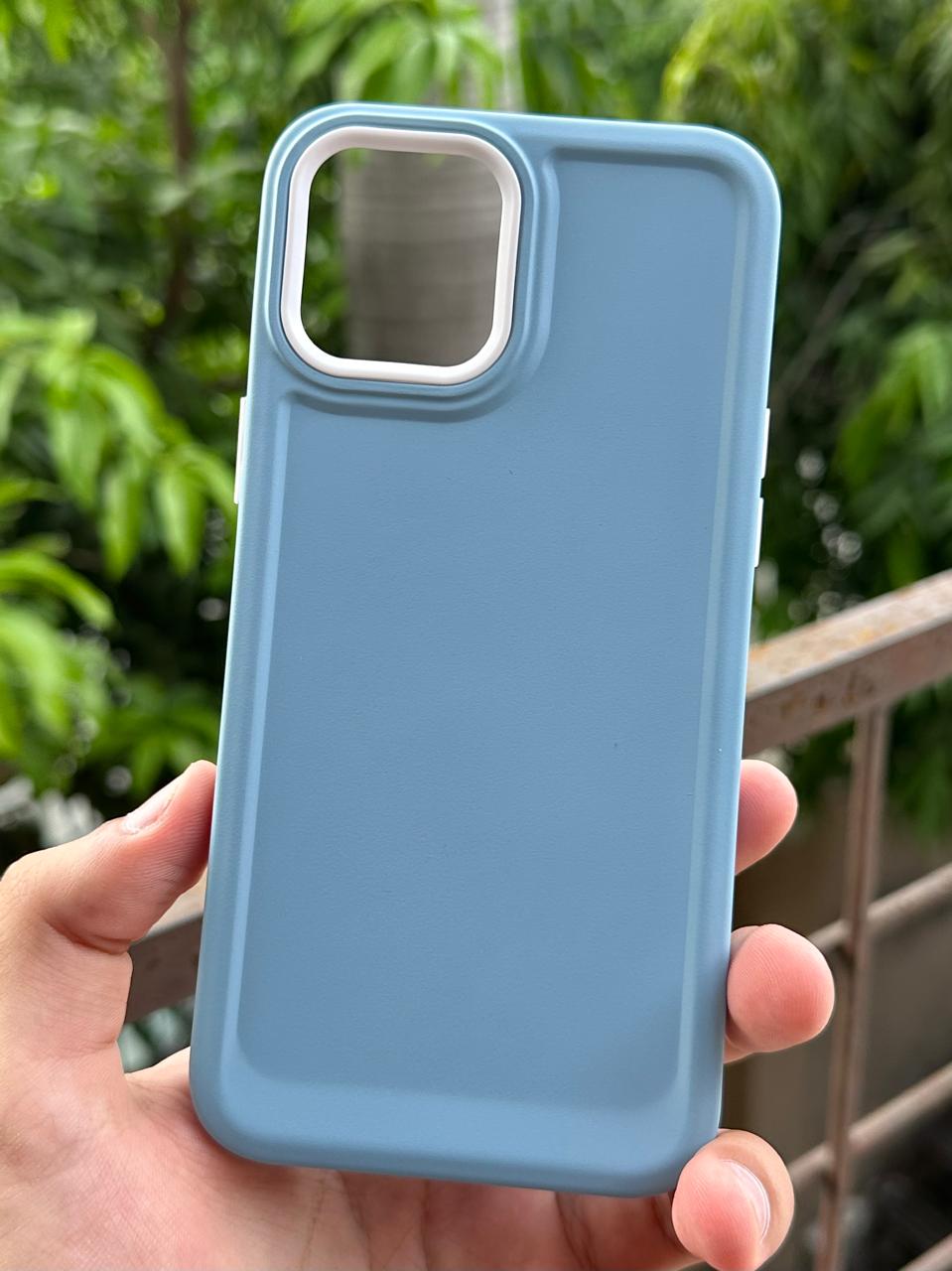 iPhone "12 Pro Max" Silicone "Camera Ring Retractable" Case - Sierra Blue