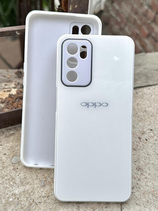Oppo "A16" Tempered Glass "Chrome" Case - White