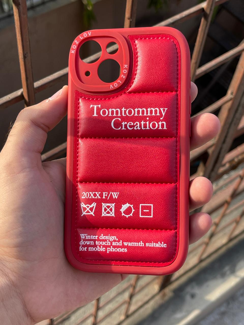 iPhone "13" Premium Leather Puffer Case - Red