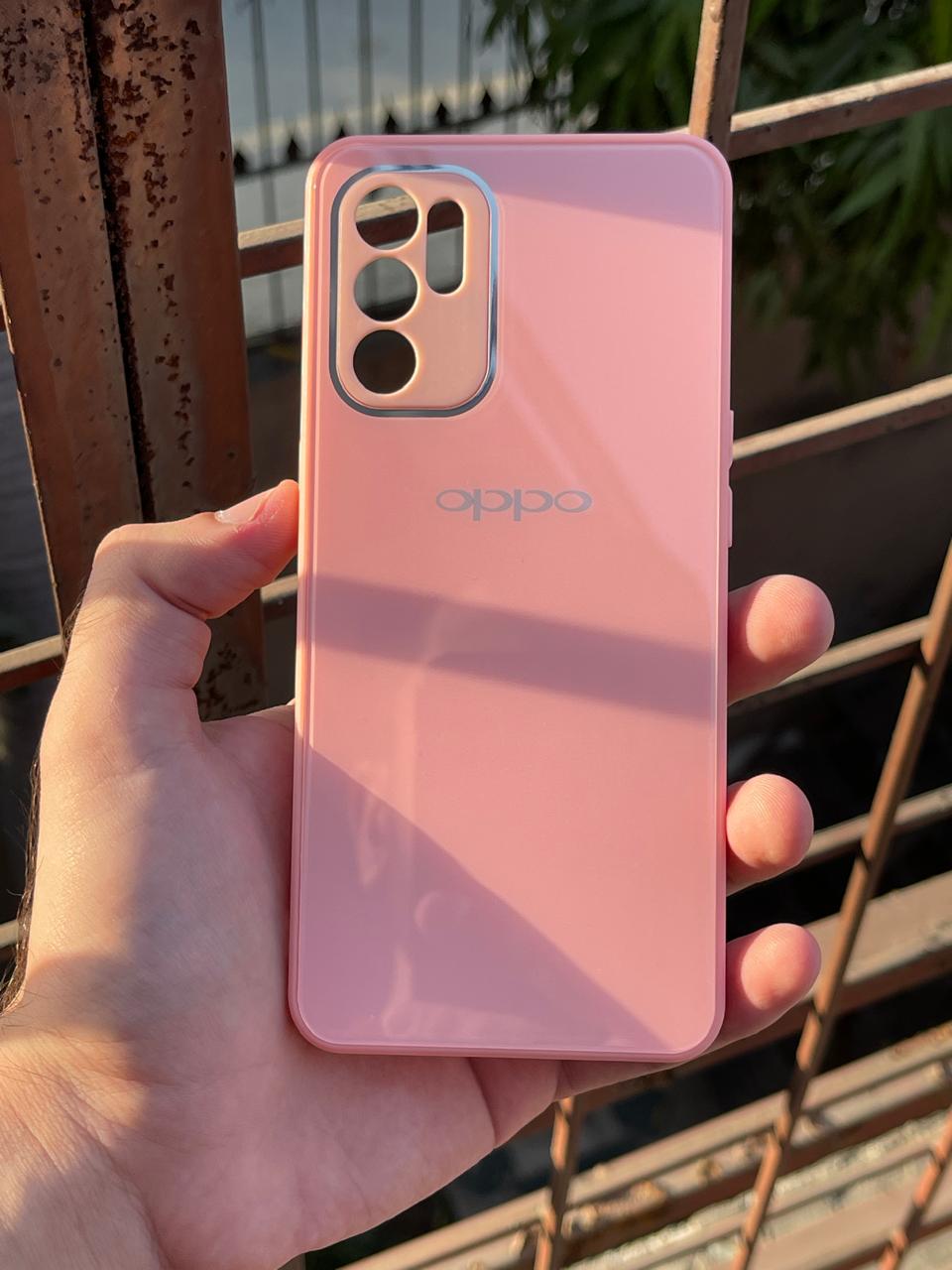 Oppo "Reno 6" Tempered Glass "Chrome" Case - Pink