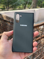 Samsung Galaxy "Note 10" Leather Texture Case "Chrome Logo" -  Green