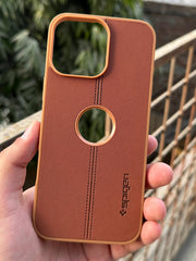 iPhone "16 Pro Max" Spigen Premium Woven Stitched Case - Brown