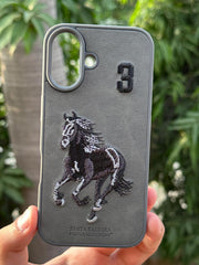 iPhone "16" Polo Embroidered Case - Dark Gray
