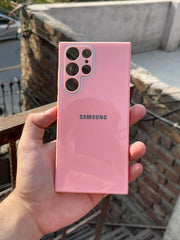 Samsung Galaxy "S22 Ultra" Tempered Glass "Chrome" Case - Pink