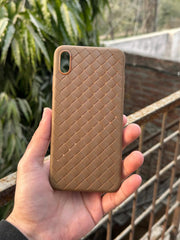 iPhone "XS Max" Premium Woven "Leather Feel" Case - Brown