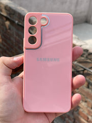 Samsung Galaxy "S22" Tempered Glass "Chrome" Case - Pink