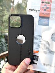 iPhone "12/12 Pro" Spigen Premium Woven Stitched Case - Black