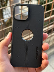 iPhone "12/12 Pro" Spigen Premium Woven Stitched Case - Black