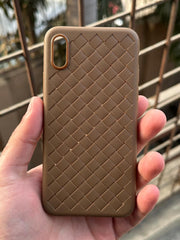 iPhone "X/XS" Premium Woven "Leather Feel" Case - Brown