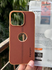 iPhone "16 Pro Max" Spigen Premium Woven Stitched Case - Brown