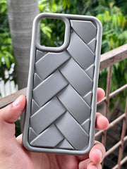 iPhone "12/12 Pro" Premium Silicone "Woven-Bamboo" Case - Gray