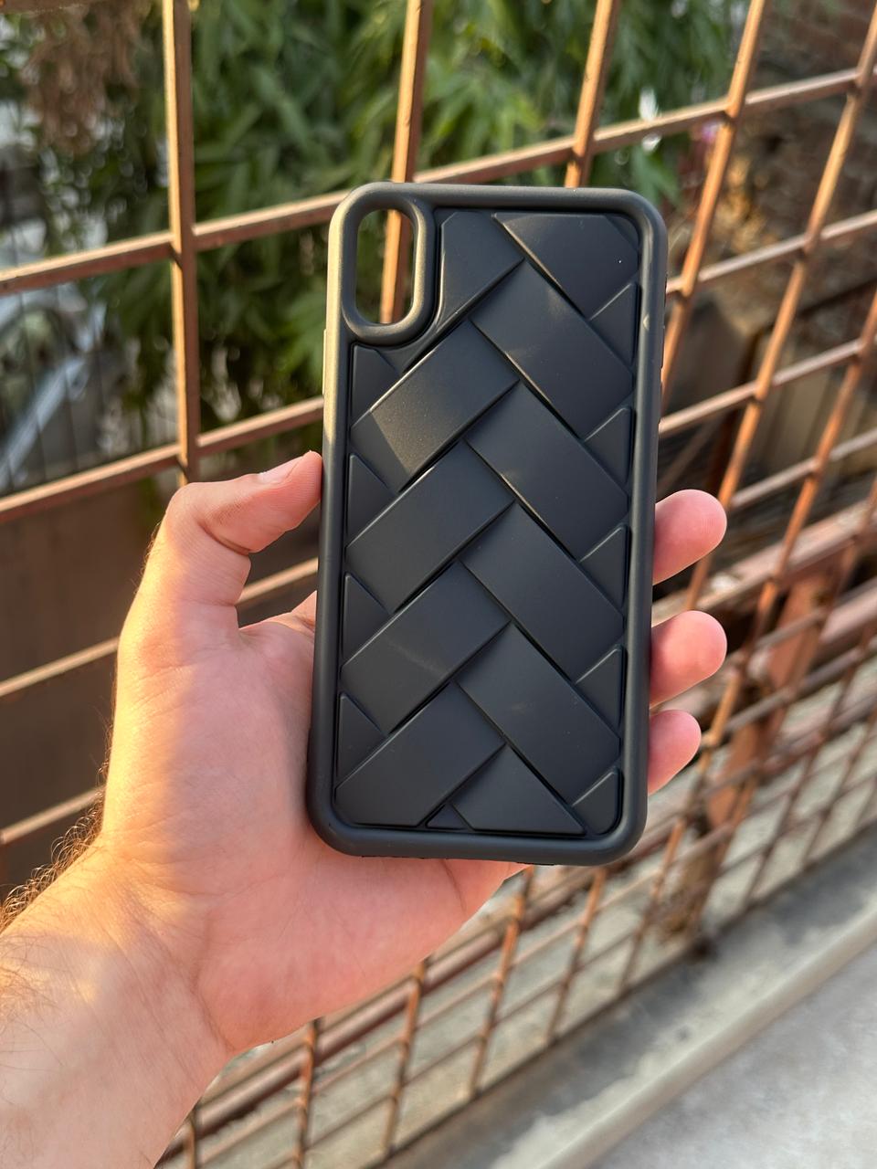 iPhone "XS Max" Premium Silicone "Woven-Bamboo" Case - Black