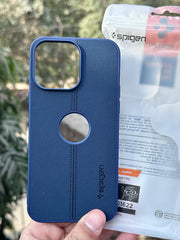 iPhone "14 Pro Max" Spigen Premium Woven Stitched Case - Blue