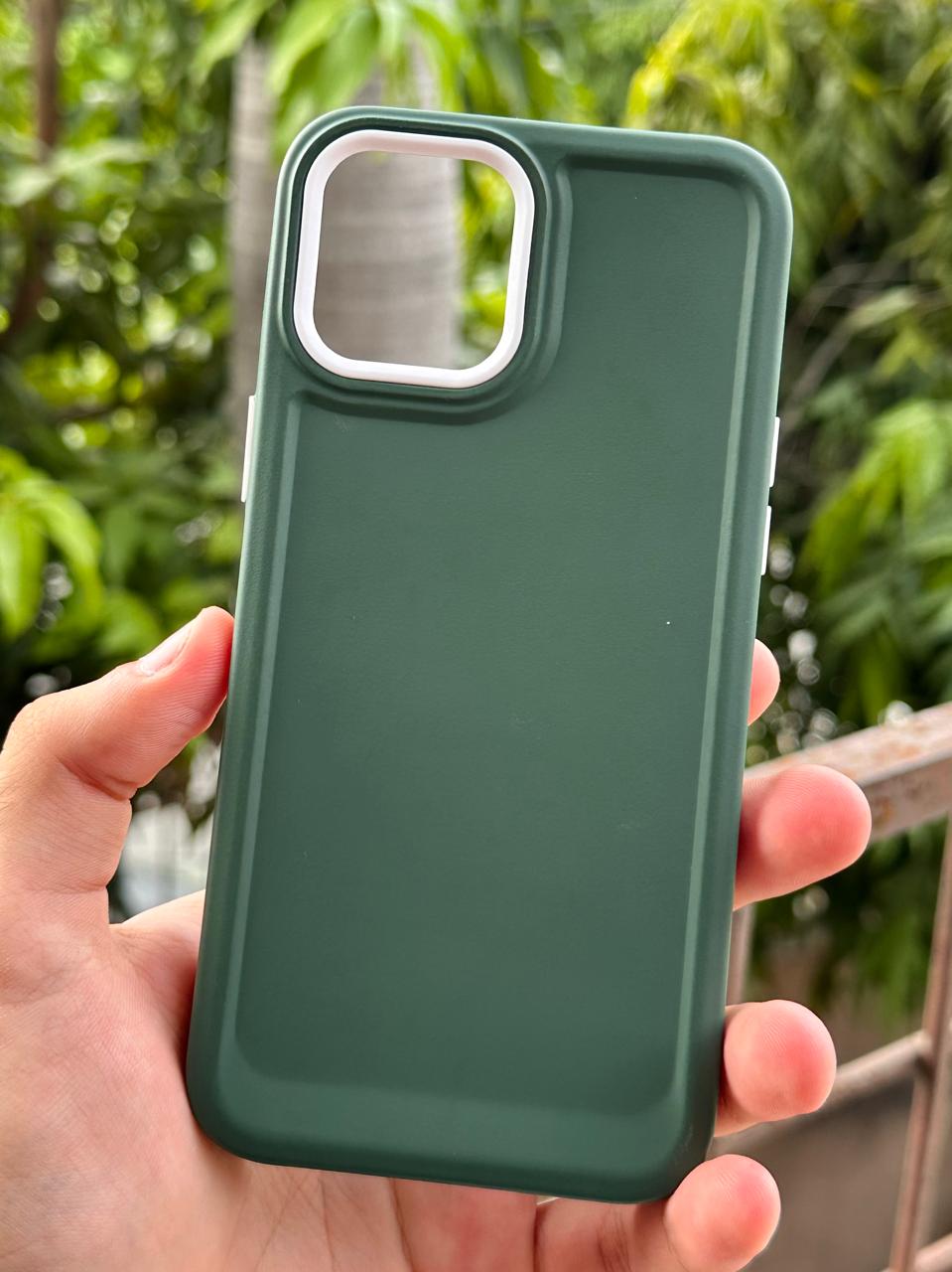 iPhone "12 Pro Max" Silicone "Camera Ring Retractable" Case - Green