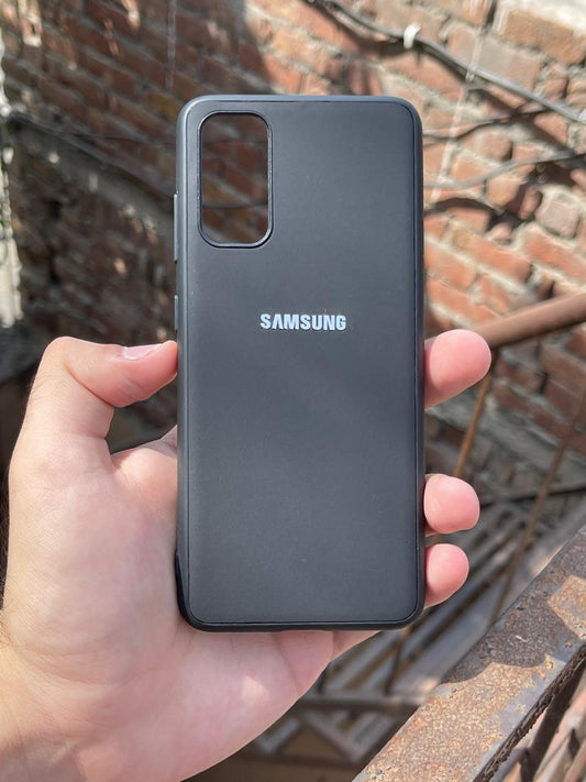 Samsung Galaxy "S20" Leather Texture Case "Chrome Logo" - Black