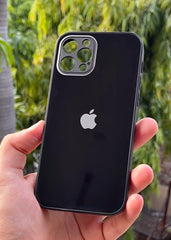 iPhone "12 Pro" Tempered Glass "Chrome" Case - Black