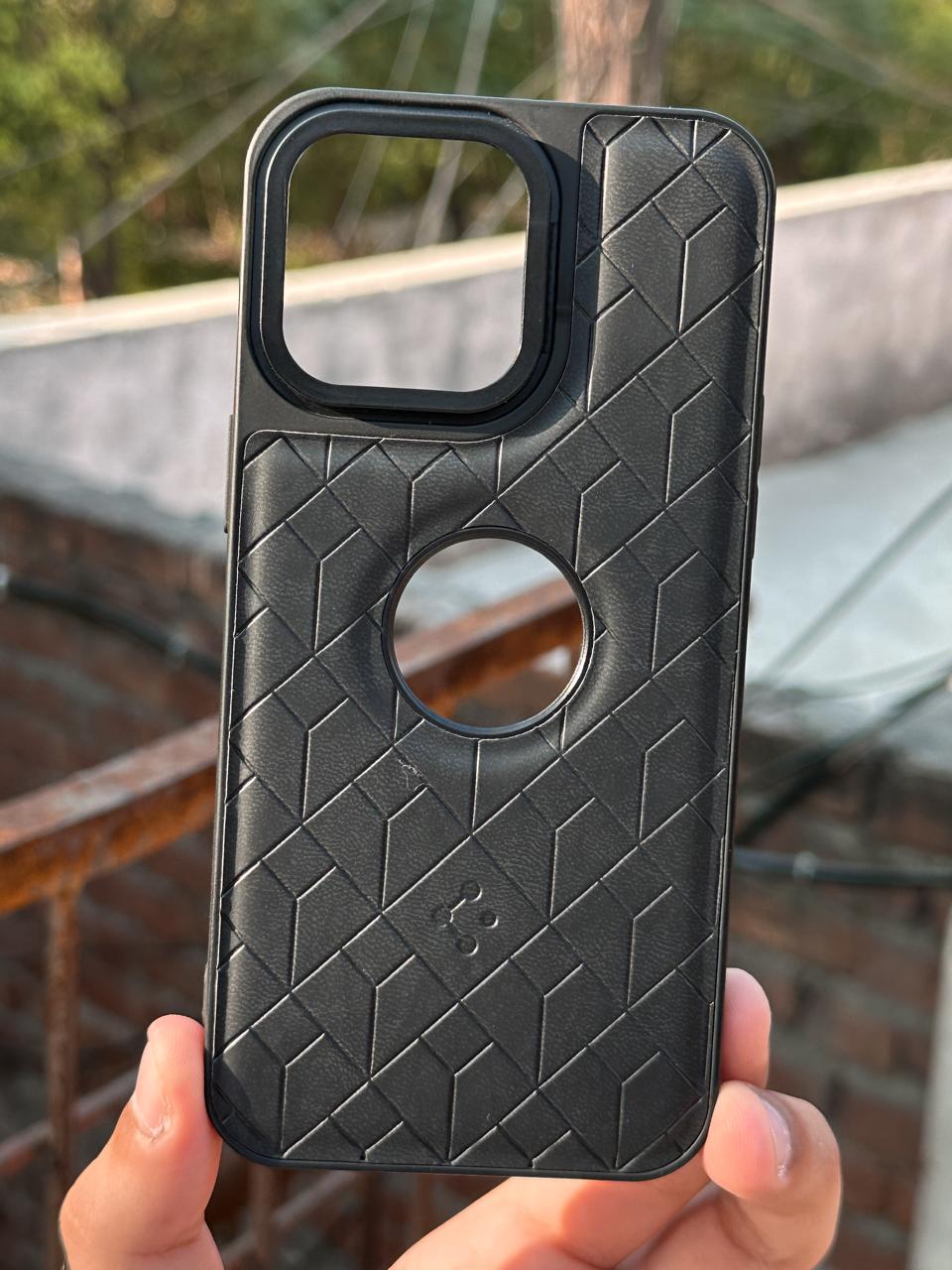 iPhone "15 Pro Max" Spigen Premium Leather Case - Black