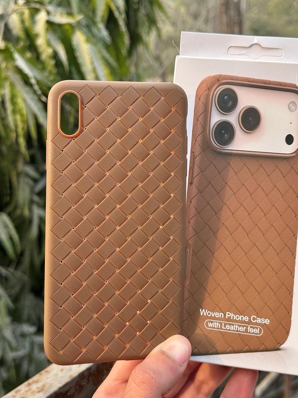 iPhone "XS Max" Premium Woven "Leather Feel" Case - Brown