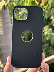 iPhone "15" Spigen Rugged Texture "LOGO-CUT" Case - Black