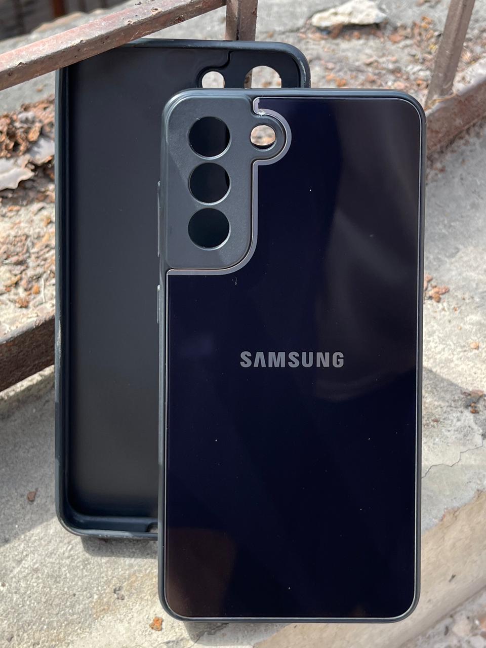 Samsung Galaxy "S21 FE" Tempered Glass "Chrome" Case - Black