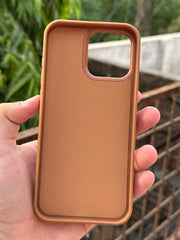 iPhone "16 Pro Max" Premium Puloka Leather Stripe Case - Brown & Black
