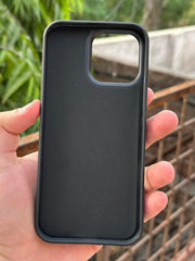 iPhone "14 Pro Max" Premium Puloka Leather Stripe Case - Black & Orange