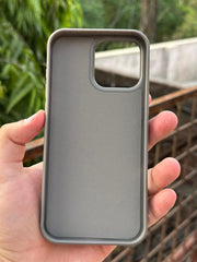 iPhone "14 Pro Max" Premium Puloka Leather Stripe Case - Gray & White