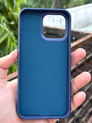 iPhone "15 Pro Max" Premium Puloka Leather Stripe Case - Blue & White