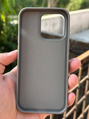 iPhone "14 Pro" Premium Puloka Leather Stripe Case - Gray & White