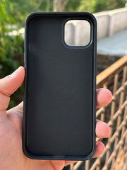 iPhone "13/14" Premium Puloka Leather Stripe Case - Black & Orange