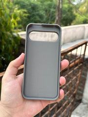 Google Pixel "9 Pro XL" Premium Puloka Leather Stripe Case - Gray & White