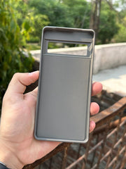 Google Pixel "7 Pro" Premium Puloka Leather Stripe Case - Gray & White