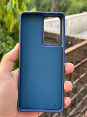 Samsung Galaxy "S21 Ultra" Premium Puloka Leather Stripe Case - Blue & White