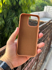 iPhone "16 Pro Max" Premium Remax Leather Stitched Case - Brown
