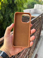 iPhone "15 Pro Max" Premium Remax Leather Stitched Case - Brown
