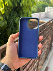 iPhone "15 Pro Max" Premium Remax Leather Stitched Case - Blue