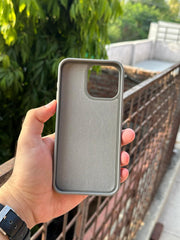 iPhone "15 Pro Max" Premium Remax Leather Stitched Case - Gray