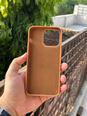 iPhone "14 Pro Max" Premium Remax Leather Stitched Case - Brown