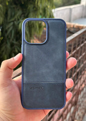 iPhone "13 Pro Max" Premium Remax Leather Stitched Case - Blue