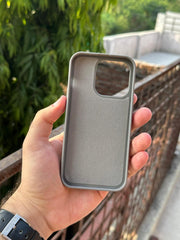 iPhone "14 Pro" Premium Remax Leather Stitched Case - Gray