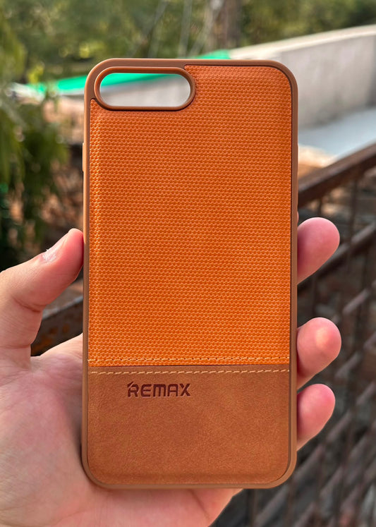 iPhone "7/8 Plus" Premium Remax Leather Stitched Case - Brown
