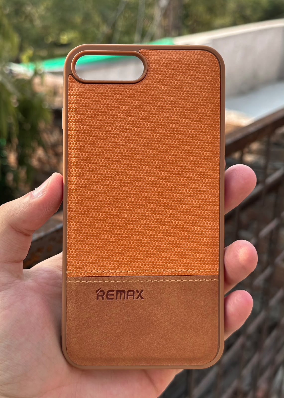 iPhone "7/8 Plus" Premium Remax Leather Stitched Case - Brown