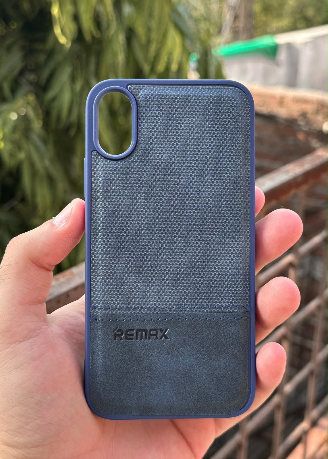 iPhone "XR" Premium Remax Leather Stitched Case - Blue