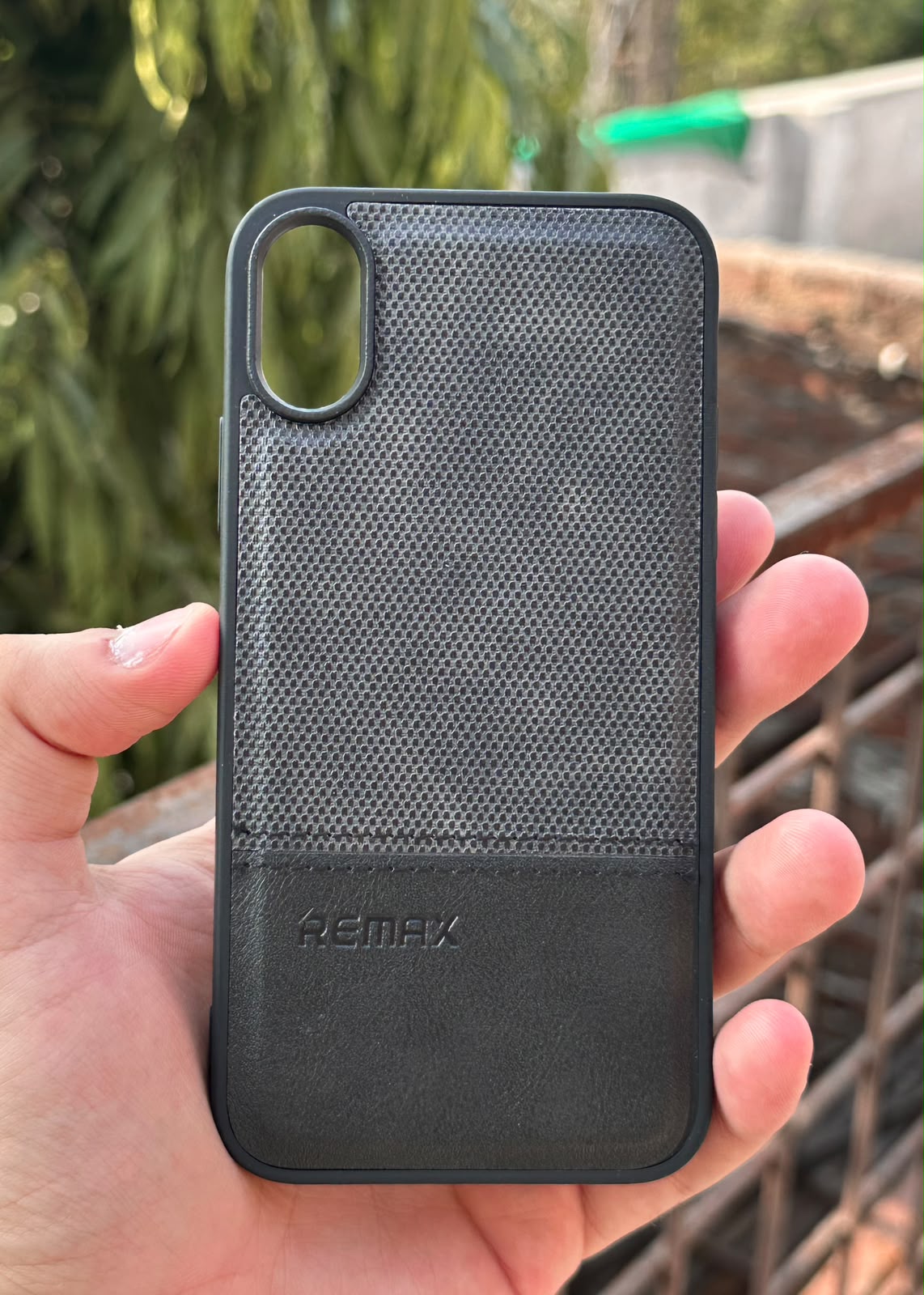 iPhone "XR" Premium Remax Leather Stitched Case - Black