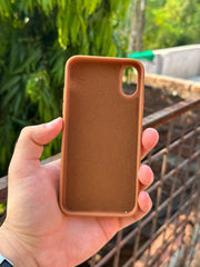 iPhone "X/XS" Premium Remax Leather Stitched Case - Brown