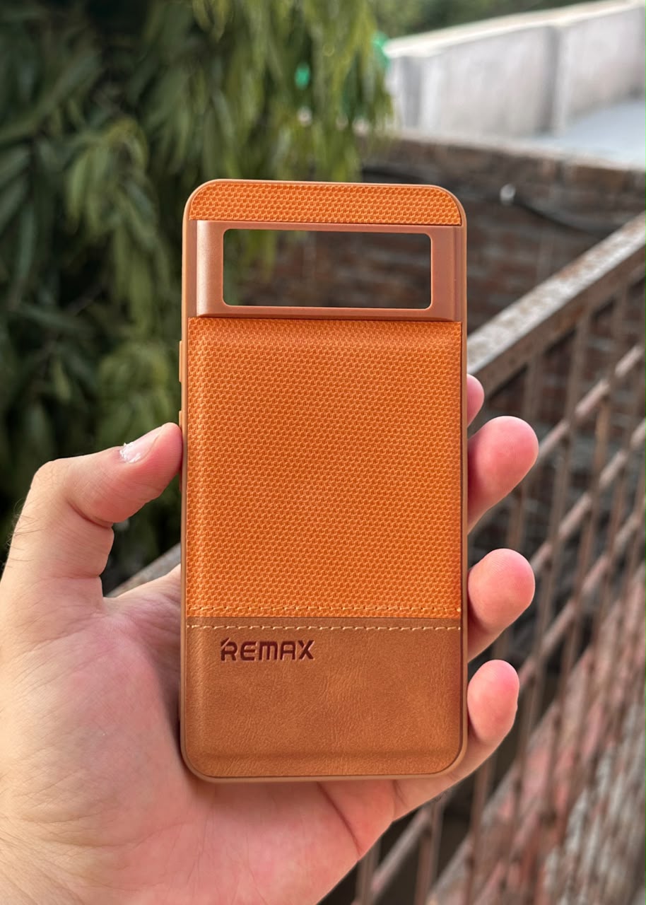 Google Pixel "8" Premium Remax Leather Stitched Case - Brown