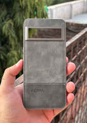 Google Pixel "8 Pro" Premium Remax Leather Stitched Case - Gray