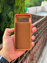 Google Pixel "8" Premium Remax Leather Stitched Case - Brown
