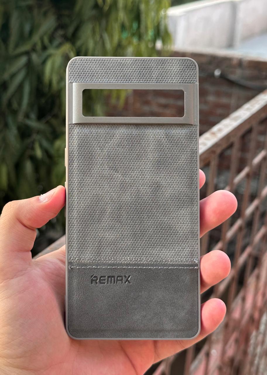 Google Pixel "7 Pro" Premium Remax Leather Stitched Case - Gray